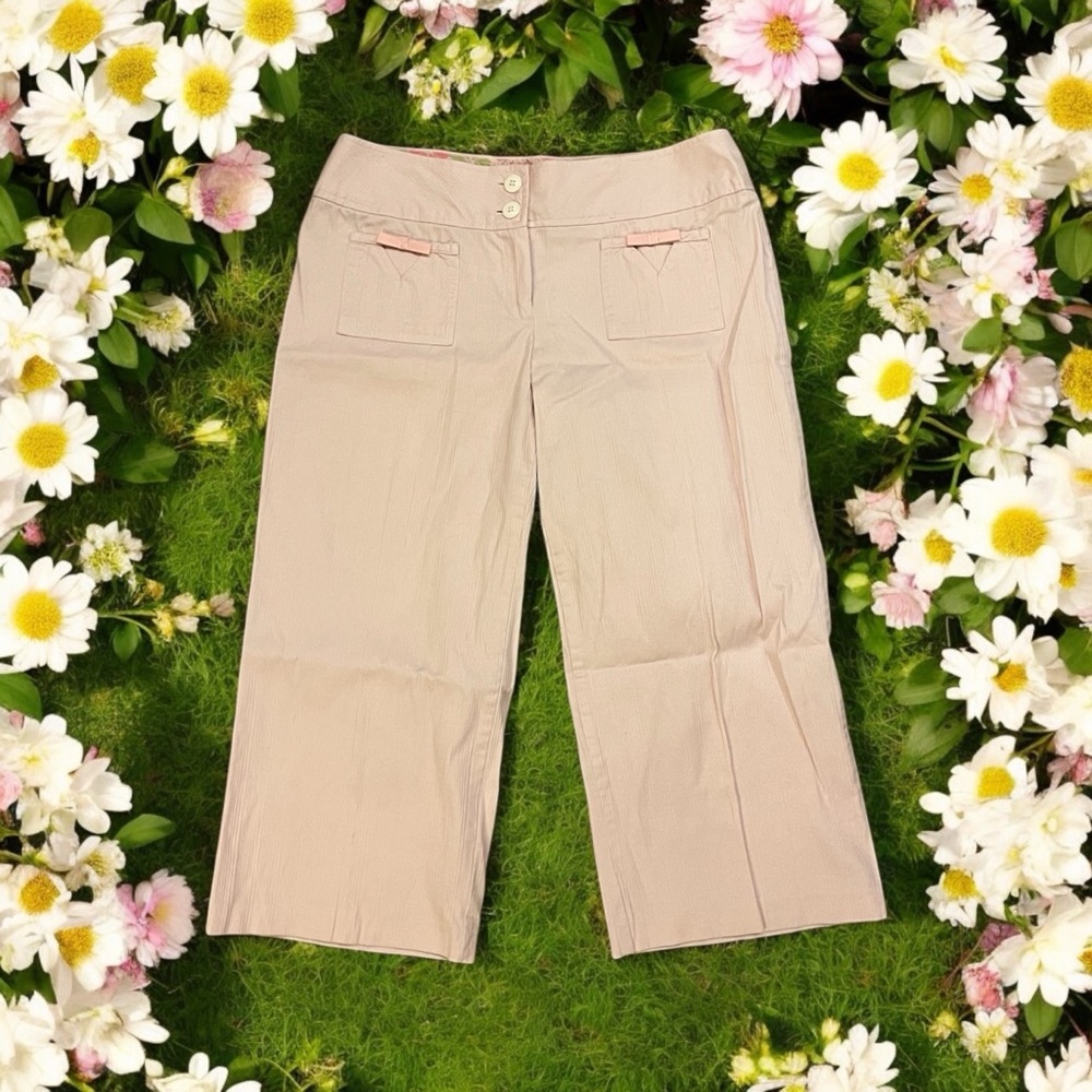 Joe Benbasset Vintage Light Pink Textured Pinstripe Capri Pants